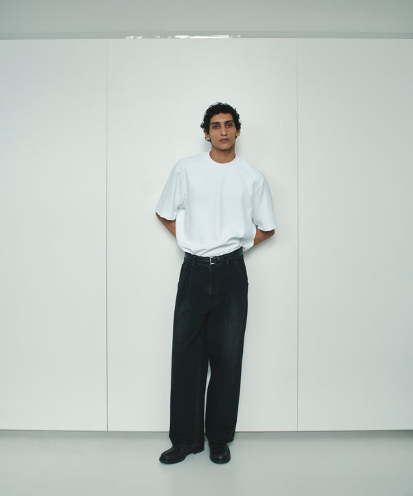 KOJIMA 17.5oz DENIM TUCK PANTS_BLACK / KOJIMA DENIM - ゼロストック 