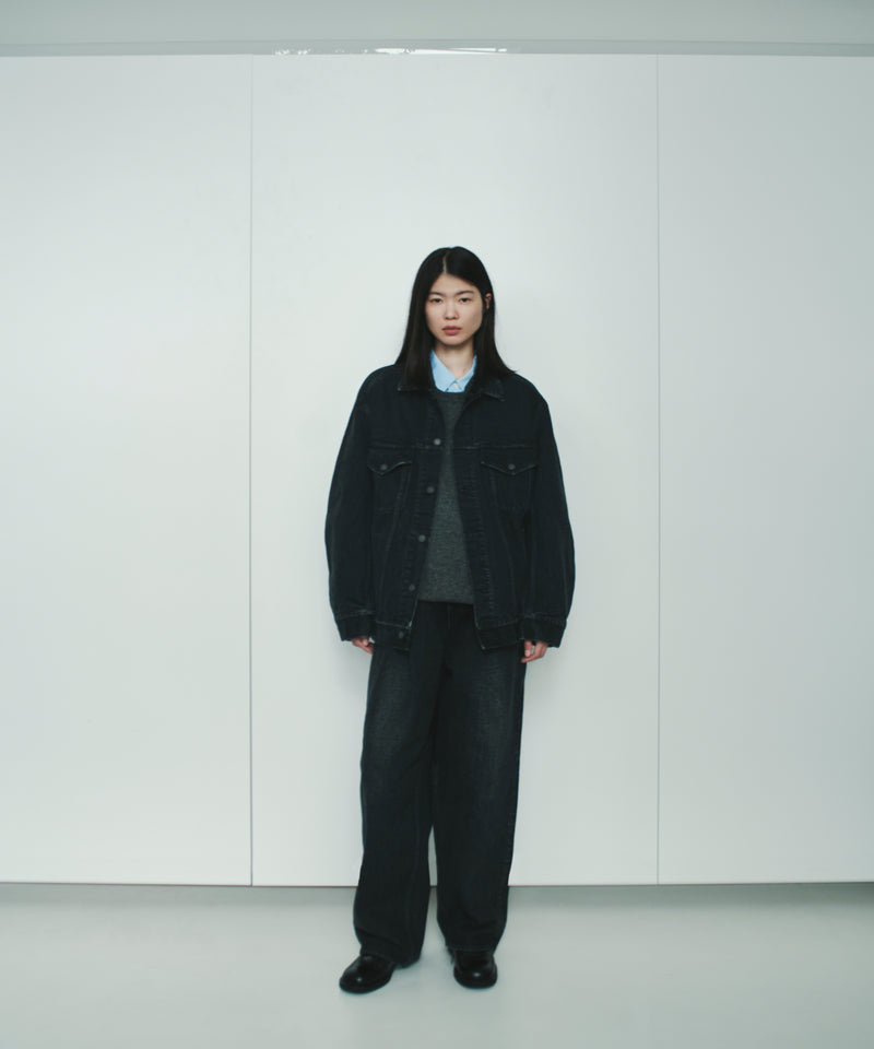 KOJIMA 17.5oz DENIM TUCK PANTS_BLACK / KOJIMA DENIM - ゼロストック 