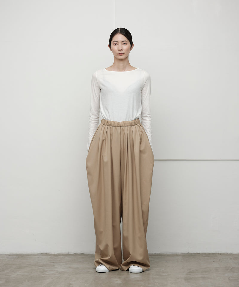 WOOL GABARDINE TUCK PANTS(women)